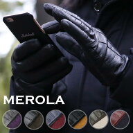 メローラ 手袋 スマホタッチ グローブ レザー スマートフォン対応 カシミヤ100％ ライニング Merola Glov…