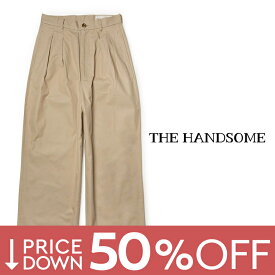 【27500円→13750円】ザハンサム THE HANDSOME パンツ ワイドパンツ タックパンツ チノパンツ 2203-6005 日本製 レディース【送料無料】【レビュー】【返品不可】