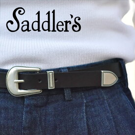 サドラーズ ウエスタン ベルト 2.5cm 牛革 シンプル バックル G116 プンターレ Saddler's　メンズ 【レビュー】