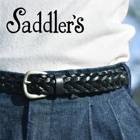 サドラーズ メッシュ ベルト 3cm 手編み ハンドメイド 牛革レザー 本革 シンプル バックル G256 Saddler's　メンズ ブラック ブラウン 【送料無料】 【レビュー】