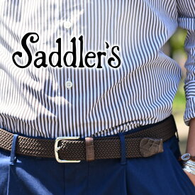 サドラーズ メッシュ ベルト 3cm エラスティック ストレッチ 牛革 クロコ調型押 シンプル バックル Saddler's　メンズ 【送料無料】 【レビュー】
