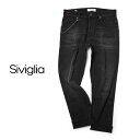 シヴィリア デニム ブラックデニム　ブラスト ダメージ P036 テーパードフィット 細身 SIVIGLIA ジーンズ パンツ シビリア メンズ】【返品不可】