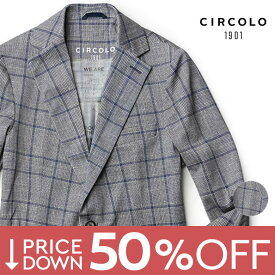 【50%OFF！】チルコロ ジャケット チェック ジャージージャケット ウィンドウペーン グレンプレイド鹿の子 ピケ ニットジャケット CIRCOLO1901 メンズ【レビュー】【返品不可】