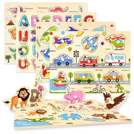 CORPER TOYS 木製パズル 型はめパズル かたはめパズル 積み木 形合わせ 形認識 パズル 英語おもちゃ 5種類シリーズ 男の子 女の子 カラフル プレゼント クリスマス 71PCS 6歳以上