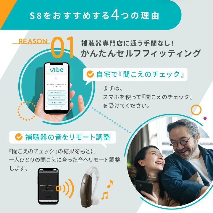 楽天市場】ヴィーブ エス8 補聴器 両耳兼用 【電池6粒付】 スリム  