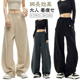 ワイド カーブパンツ レディース パンツ ワイドパンツ スウェット ウエストゴム ゆったり 体型カバー 下半身 ジャージ スウェットパンツ センターシーム コクーンパンツ 大人 着痩せ 脚長効果 美脚ライン 秋 冬 パネルラインカーブパンツ 送料無料