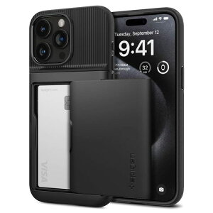 Spigen �y�n��18�N�̋Z�p�́z iPhone 15 Pro Max �P�[�X �J�[�h���[ �ČRMIL�K�i �ϏՌ� �p�X�P�[�X �X�����E�A�[�}�[CS ACS06589 (�u���b�N)