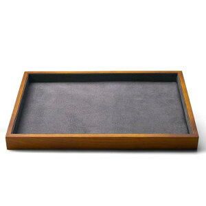 Oirlvジュエリートレイフラットトレイ木製ネックレスブレスレットピアス指輪展示用小物置き高級おしゃれP04902(A:仕切りなしダークグレー)