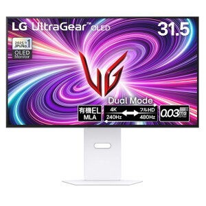 LG �Q�[�~���O���j�^�[ UltraGear OLED 32GS95UV-W 31.5�C���`/4K(3840x2160)/VESA Dual Mode(4K@240Hz/FHD@480Hz)/�L�@EL/0.03ms(ClearMR