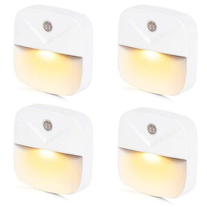 LEDナイトライト足元灯常夜灯Miraitechフットライト明暗センサーコンセント暖色電球色眩しくない寝室/階段/廊下/浴室/暗い部屋等に適用(暖色4個)PSE取得済み