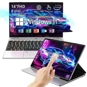 ノートパソコン14インチタッチパネルIPS液晶第11世代CeleronN510516GB512GBMSOfficeWin11軽量pc1920x1200FHDディスプレイ/200万画素