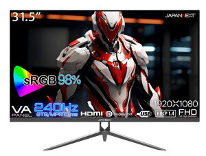 JAPANNEXT 31.5�C���` �Q�[�~���O���j�^�[ 240Hz 1ms �t��HD 1920x1080�𑜓x VA �p�l�� �f�B�X�v���C (HDMI/DisplayPort/VESA�Ή�/�u���[���C�g�J�b�g / ����p178°)
