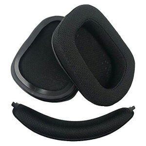 ChicTuantイヤーパッドforLogicool(ロジクール)G933G633ヘッドセットに対応交換用ヘッドホンパッドイヤークッションメモリーフォーム(ブラック)(ポリエステいメッシュ布イヤパッド+ヘッドバンド)