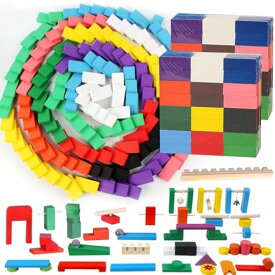 AISFA ドミノ 倒し 積み木 玩具 子供 240個 ギミック 仕掛け 39種セット 木製 カラフル 木のおもちゃ 6歳以上