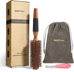 BESTOOLロールブラシヘアブラシロールくし木製櫛ヘアケア高級コームレディースメンズブローカール巻き髪耐熱人気艶髪美髪ケア(M)