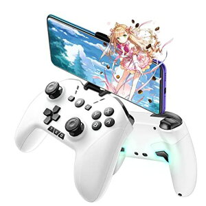 ワイヤレスコントローラーSwitch/PC/IOS/Android全対応【方向ボタンレイアウト可能/背面ボタン/スマホホルダー付き】プロコンゲームパッド自動連射Bluetooth/2.4GHz/有線接続6軸ジャイロセンサー…