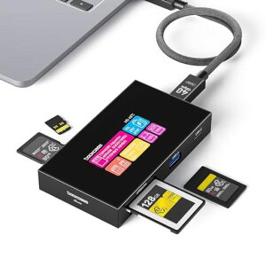 DOCKCASE 8-in-1 CFexpress Type B/Type A�J�[�h���[�_�[ �^�b�`�X�N���[������ UHS-II SD/microSD�X���b�g�A4K HDMI�AUSB-C & USB-A 3.2 Gen 2 (10Gbps)�A100W