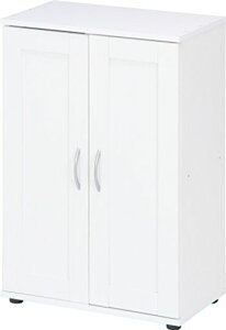 不二貿易下駄箱シューズボックス6段幅60x奥行33.5x高さ90cmホワイト靴箱両開き玄関収納可動棚86037