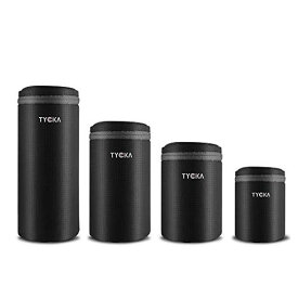 TYCKA 一眼フレカメラ レンズケース レンズ収納バッグ 10MM厚手 防水 クッション性 ジッパー式 レンズポーチ デジタルカメラ/一眼レフ等カメラレンズに対応 (4サイズセット)