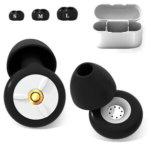 SijiRuge耳栓睡眠用安眠快眠グッズノイズ低減40dB遮音勉強飛行機仕事シリコン耳栓水洗い可能3ペア(S・M・Lサイズx各1セット)-ブラック