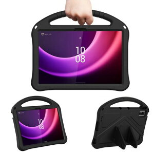 「Doo」LenovoTab7A301LVタブレットケース2023年レノボタブレットタブ710.6インチカバースタンド機能ハンドル付き持ちやすいEVA素材取付簡単用LenovoTab7耐衝撃カバー子ども用(ブラック)