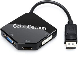 CABLEDECONN DISPLAYPORT HDMI VGA DVI 変換 アダプター 最大解像度1920X1080P対応 DP HDMI VGA DVI 変換ケーブル 3IN1 多機能 変換ハブ 多ポート 交換コネクタ 外部電源不要