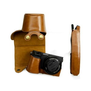 kinokoo SONY �\�j�[ A6400 A6100��p�J�����P�[�X 16-50 mm�����Y�Ή� PU���U�[ �o�b�e���[�����ł� �O�r�l�W�� �V�����_�[�X�g���b�v�t�� �S�ʕی�^(�u���E��)