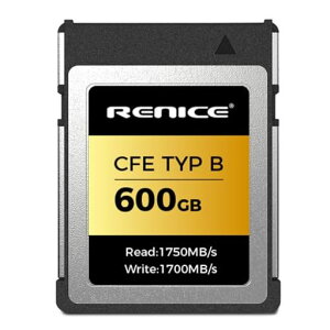 RENICECFexpressTypeB�������[�J�[�h600GBpSLC�V���[�Y�����ǂݏo�����x1750MB/s�����������ݑ��x1700MB/s�����H8K�A12K�r�f�I�^��R���p�N�g�t���b�V��