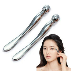 Lynlyulingerアイマッサージスティックフェイススティック美顔ローラーアイクリームアプリケーター腫れを軽減するアイクリームローラー疲労緩和引き締めツール【2個入】(シルバー)