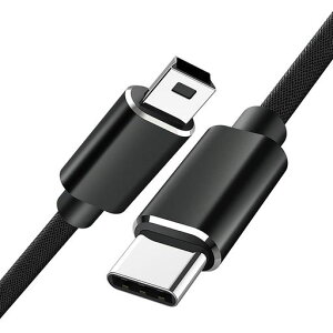 Type C to Mini USB �ϊ��P�[�u�� �^�C�vC�I�X - miniB�I�X �P�����]�� USB2.0�P�[�u�� �f�[�^�]���Ə[�d���� MP3/MP4 �f�W�J�� �h���C�u���R�[�_�[ �|�[�^�u��HDD �ȂǂɓK�p (�u���b�N 1M)
