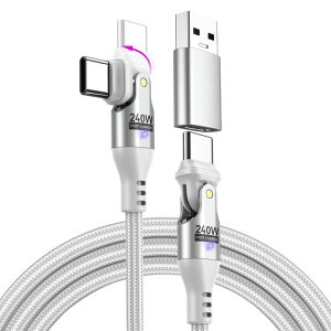 240WUSBCtoC�P�[�u��1.8M���[180°��]��PD�������[�d�^�C�vC�P�[�u�������f�[�^�]��USB-A�ϊ��A�_�v�^�t��MacBookPro/Phone15/15Pro/Galaxy/GooglePixel�Ή�