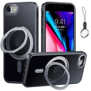 iPhoneSE3/SE2/SE/8/7�p�P�[�XMagsafe�Ή��y360°��]�\��Magsafe�����O�X�^���h�z���_�[��̌^�E�X�g���b�v1��t���z�A�C�t�H��SE��3/2����iPhone8�J�o�[�X�^���h�@�\�c�����Ή�