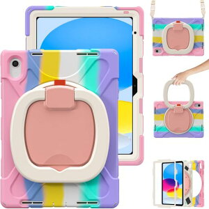 iPad11インチ2025(A16)/iPad10世代10.9インチ2022ケース360°回転持ち手耐衝撃ペンシル収納頑丈キッズかわいい子供子ども持ち手付き肩掛け斜め掛けカバー横置き縦置き可能可愛く丈夫スタンド