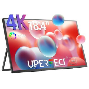 UPERFECT QLED ���o�C�����j�^�[ 18.4�C���` 4K �����^ �X�^���h�t�� ���� �|�[�^�u�����j�^�[ 3840*2160 UHD 300nit�P�x ����� IPS �t���p�l�� �u���[�J�b�g ���o�C���f�B�X�v���C VESA�Ή� ���^