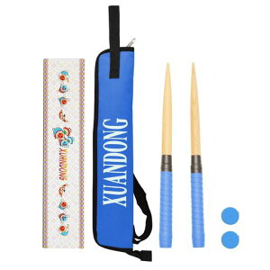 XUANDONGマイバチ太鼓バチ&収納ケースセット木製バット光沢硬材テーパー加工先尖型コンボ使いやすい2本セット380ミリ-25ミリロール用アーケードゲーム携帯便利予備グリップテープ2個付き1…