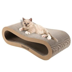 PAWAGLER猫爪とぎ8ライトブラウンループ木目調猫つめとぎ爪とぎ防止曲線爪みがき段ボールダンボールベッド枕猫ベッドリラックスできる8ライトブラウン(50x23x15cm)