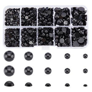 PHPandaHall約760個/箱4/5/6/8/10mm人形ぬいぐるみ目テディベアアイ目玉ドールアイ動物クラフトドールメイキングDIY用手芸パーツ材料ハンドメイド素材貼り付けブラック
