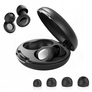 睡眠用耳栓完全遮音耳栓ノイズキャンセリング柔らかい遮音高密度音漏れ防止いびき対策耳塞安眠飛行機勉強用ライブ騒音対策持ち運びケース付き男女兼用-ブラック