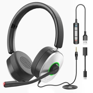 Wantek�w�b�h�Z�b�g�L��USBType-C3.5mm�����m�C�Y�L�����Z�����O�}�C�N�t���I�����C������PC�X�}�z�p�w�b�h�z��SkypeZoomWeb��c�I�����C�����ƍݑ�Ζ��Ɩ��p�����[�g���[�N