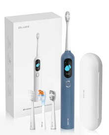 【2025革新・スイープ振動技術】PLUZZEB1音波電動歯ブラシ4つの交換用ブラシヘッド付き3モード切替スマートディスプレイ搭載25000回/分歯茎ケア旅行用贈り物対応(ブルー)