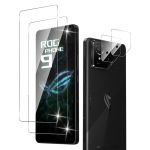 【4枚入り】ForASUSROGPhone9/Phone9Pro/Editionガラスフィルム(2枚)+カメラフィルム(2枚)指紋防止ROGPhone9Pro/Phone9フィルムsalywin9H硬度衝撃保護