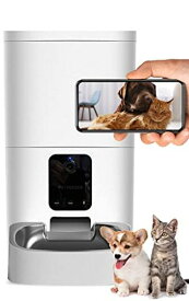 ブリシア カメラ付き自動給餌器 猫 犬 自動餌やり機 6L大容量 アプリで1日8回まで WIFI ペットカメラ 録音可 水洗い可能 オリジナルステンレストレー付き オートペットフィーダー スマホで遠隔操作 (ホワイト)