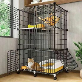 猫 ケージ 3段 キャスター付き 猫用ケージ 大型 スリム 猫のゲージ 猫 多頭飼い キャットゲージ 広い 頑丈 大きめ DIY組立 コンパクト ワイド 通気性が良い 室内用 【脱走防止】 【取付簡単…