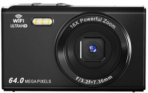 YULINJIA�f�W�J��4K�X�}�z�ɑ����f�W�^���J����WIFI�]���@�\6400����f64GB�}�C�N��SD�J�[�h�t���I�[�g�t�H�[�J�X�@�\16�{�f�W�^���Y�[��LED���C�g�E�F�u�J����2.8�C���`�f�C�X�v���C�o�b�e�c