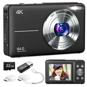 Moledro4K�f�W�^���J�����f�W�J��6400����f32GB�}�C�N��SD�J�[�h�t��18�{�f�W�^���Y�[���I�[�g�t�H�[�J�X�E�F�u�J����LED���C�g��Ԃ�␳����ރt�B���^�[�Z���t�^�C�}�[�g�ѕ֗�2.4�C���`�c