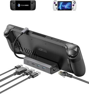 JSAUX �A�b�v�O���[�h�� 5-in-1�h�b�L���O�X�e�[�V���� 4K@120Hz Steam Deck/ROG Ally X/Legion Go/MSI Claw�Ή� HDMI 2.1�E100Mbps �L��LAN�EUSB 2.0�E100W �[�d�Ή�