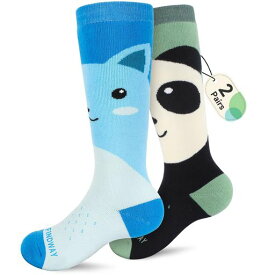 [Findway] 【2足組】 スキー靴下 キッズ スキーソックス 子供用 防寒保温 吸汗速乾 抗菌防臭 厚手 冬用 暖かい 柔らか かわいい 通気性 伸縮性 耐久性 冬 スキー スノボー スポーツ用 3-14才向け