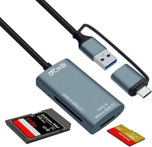 DCHAV UHS-II SD �J�[�h���[�_�[ USB-C��USB-A���Ή� SD4.0 & Micro SD4.0 �f���A���J�[�h�����ǂݍ��� �����]�� V90 V60 �T�|�[�g uhs2 ������ �J�[�h���[�_�[ OTG�@�\�t��