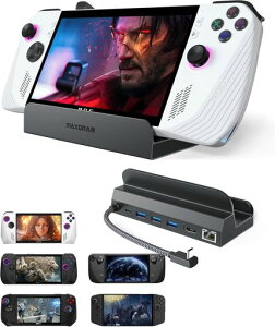 Maxonar 6-in-1 �h�b�L���O�X�e�[�V���� ROG Ally X/Steam Deck OLED/Legion Go/MSI Claw�Ή�HDMI 2.1 4K@120Hz USB-A 3.0x3�|�[�g 1000Mbps�C�[�T�l�b�g 100W