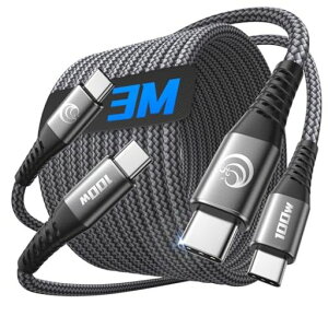 AioneusUSBC�P�[�u���y3M/2�{PD�Ή�100W�}���[�d�zCtoC�[�d�R�[�h����Type-CtoType-C�i�C�����҂ݒf���h�~�����f�[�^�]���^�C�vc�P�[�u��iPhone17/16/15Pro